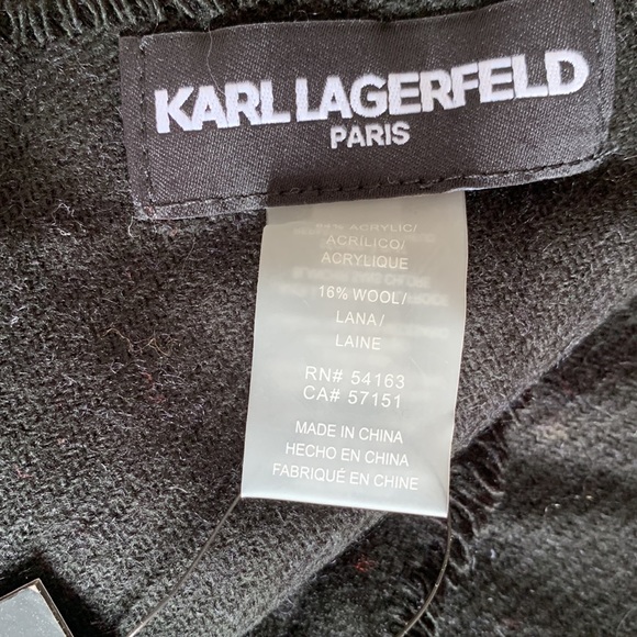 🔥 New KARL LAGERFELD PARIS Fringed Black Sequin-Accent Scarf Shawl - Picture 5 of 5